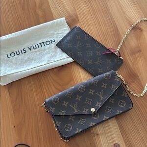 Louis Vuitton Gold Brown Crossbody Bag with Iconic Monogram